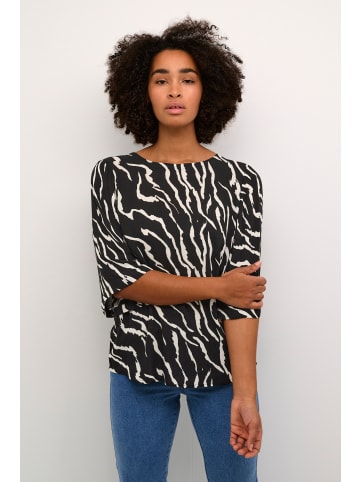 Kaffe Langarm-Bluse KAamber Regular fit in Black / Antique Zebra Print