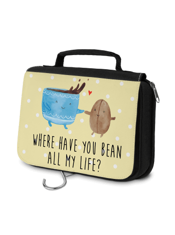 Mr. & Mrs. Panda kosmetiktäschchen Kaffee Bohne mit Spruch in Gelb Pastell