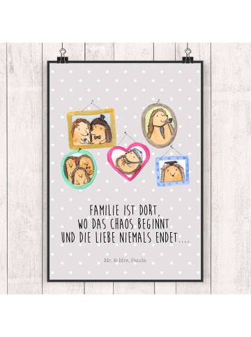 Mr. & Mrs. Panda Bild Igel Familie mit Spruch in Grau Pastell