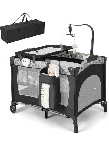 COSTWAY 4 in 1 Beistellbett in Grau