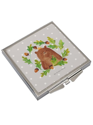 Mr. & Mrs. Panda Kosmetikspiegel Bär König ohne Spruch in Grau Pastell