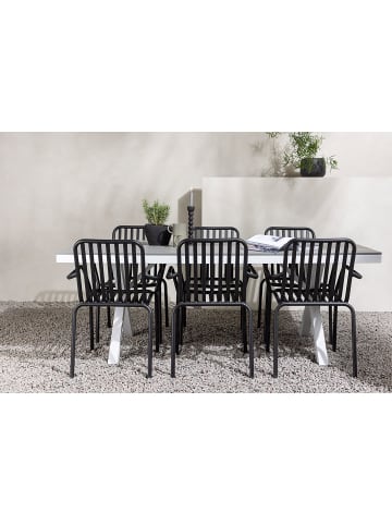 ebuy24 1 x Tisch 6 x Stühle Grau 100 x 200 cm