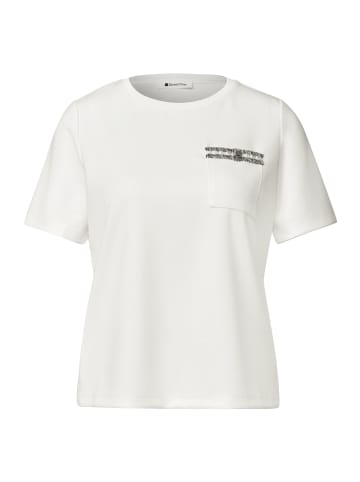 Street One T-Shirt mit dekorativer Brusttasche in Off White