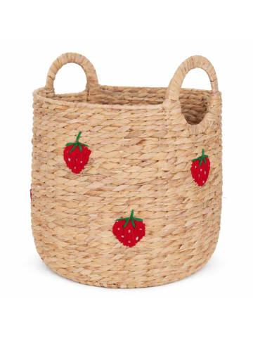 Greengate Korb STRAWBERRY Naturfarbig mit Erdbeeren 34x33 cm