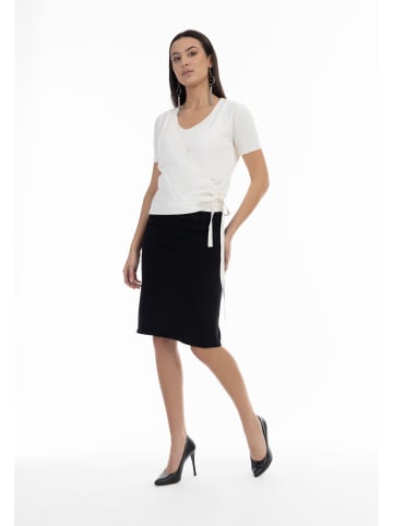faina Damen Kurzarm-Pullover in Wollweiss