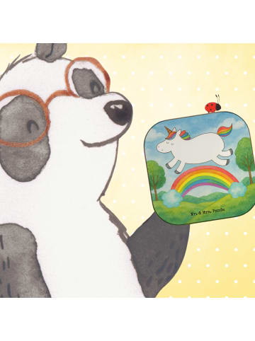 Mr. & Mrs. Panda Bierdeckel Einhorn Regenbogen Design ohne Spruch in Weiß