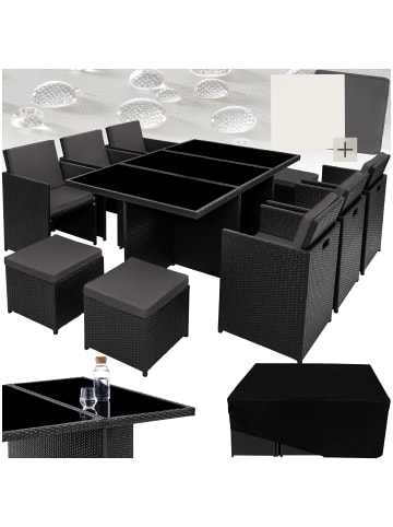 tectake Aluminium Rattan Gartenlounge für 6 bis 10 Personen, Inkl. Schutzhülle