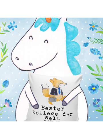 Mr. & Mrs. Panda Kissen 40x40 Fuchs Bester Kollege der Welt mit ... in Weiß