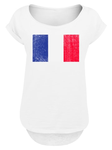 F4NT4STIC Long Cut T-Shirt France Frankreich Flagge distressed in weiß