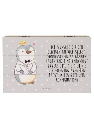 Mr. & Mrs. Panda Schatulle Pinguin Konfirmation Hemd mit Spruch in Grau Pastell