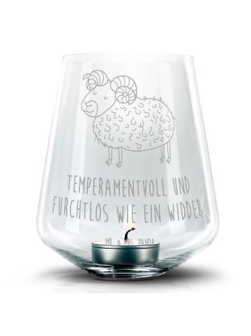 Mr. & Mrs. Panda Windlicht Glas Sternzeichen Widder mit Spruch in Transparent