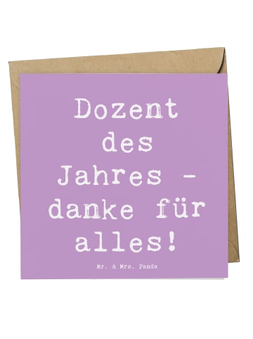 Mr. & Mrs. Panda Grußkarte Spruch Dozent des Jahres mit Spruch in Lavendeltraum