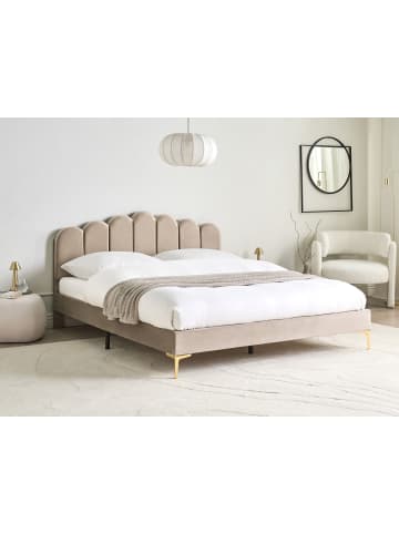 Beliani Doppelbett SAUVIAN in Beige/Gold - (W) 165 x (H) 98 x (L) 207 cm