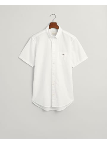 Gant Regular Fit Baumwoll Leinen Kurzarmhemd in Weiß