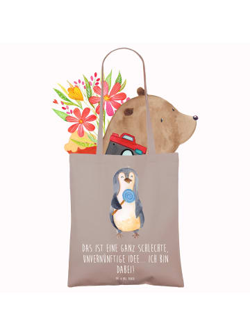 Mr. & Mrs. Panda Tasche Pinguin Lolli mit Spruch in Braun Pastell