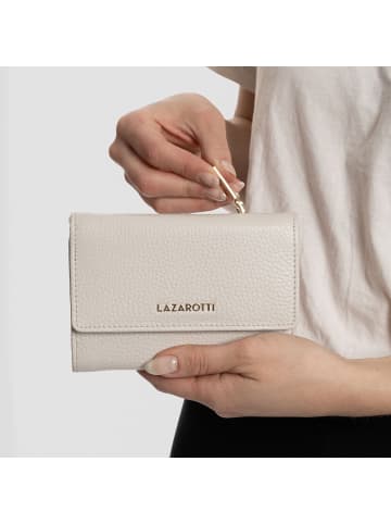 Lazarotti Bologna Leather XL Geldbörse mit Zip-Around Fach Leder 14 cm in cream