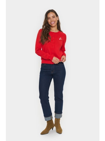 SAINT TROPEZ Strickjacke ValentinaSZ Gerade Passform in Flame Scarlet