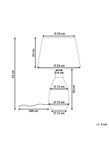 Beliani Tischleuchten LAMBRE in Weiß - (W) 33 x (H) 53 x (L) 33 cm