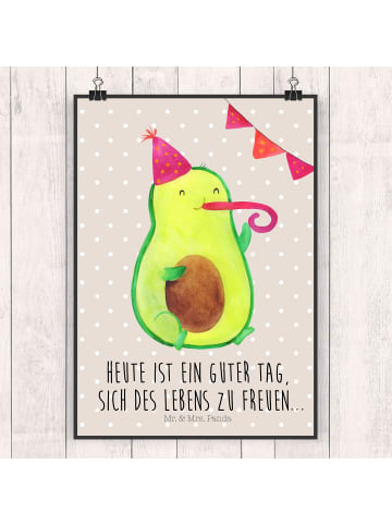 Mr. & Mrs. Panda Poster Avocado Party mit Spruch in Beige Pastell