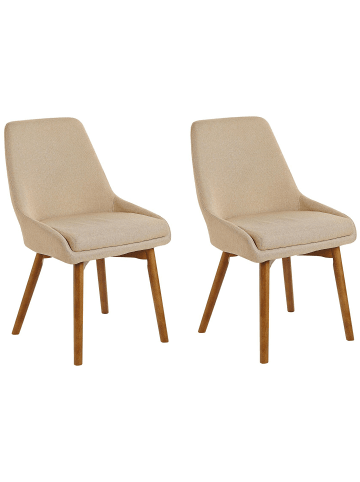 Beliani 2er-Set Esszimmerstuhl MELFORT in Beige/Dunkler Holzfarbton