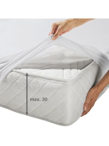 Erwin Müller Molton Spannbettlaken wasserdicht/kochfest f. Boxspringbett 2er-Pack Prenzlau in weiß