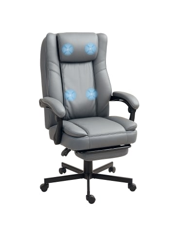 HOMCOM Bürostuhl mit Massagefunktion-69L x 64B x 112-120H cm-Grau