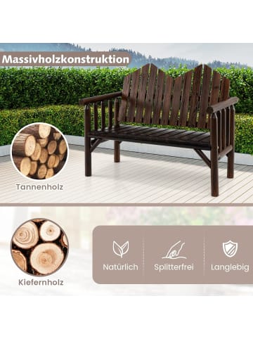 COSTWAY Gartenbank Holz 2-Sitzer in Braun