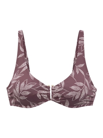 LASCANA Bügel-Bikini-Top in aubergine bedruckt