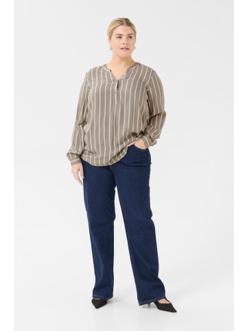 KAFFE curve Langarm-Bluse KCsida in Elephant Skin / Beige Stripe