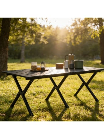 relaxdays Campingtisch in Schwarz - (B)120 x (H)44 x (T)60 cm
