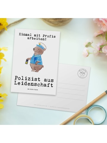 Mr. & Mrs. Panda Postkarte Polizist Leidenschaft mit Spruch in Weiß