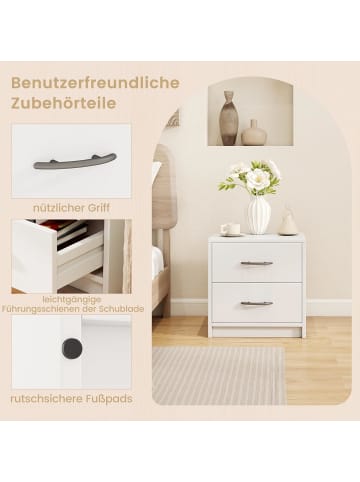 COSTWAY Nachttisch mit 2 Schubladen in Weiß