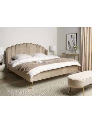 Beliani Doppelbett AMBILLOU in Beige/Gold - (W) 197 x (H) 126 x (L) 214 cm