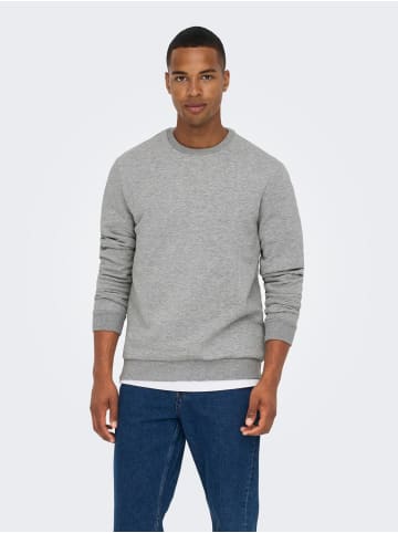 Only&Sons Basic Sweatshirt Langarm Pullover ohne Kapuze ONSCERES in Grau-2