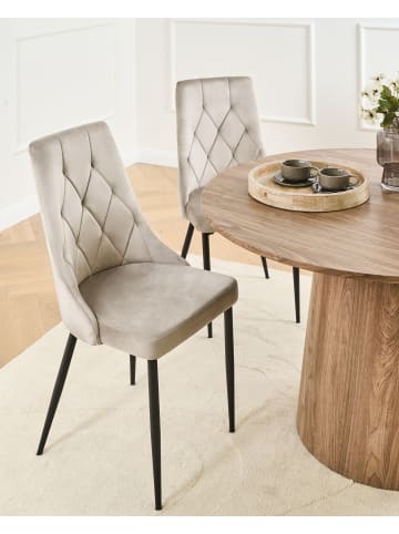 Beliani 2er-Set Esszimmerstuhl AVENIR in Beige/Schwarz