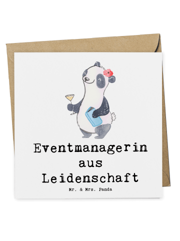 Mr. & Mrs. Panda Faltkarte Eventmanagerin Leidenschaft mit Spruch in Weiß