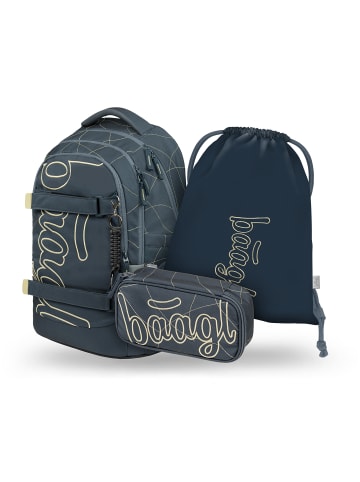 BAAGL 3-tlg. Set: Schulrucksack Skate Max in Blau Wave