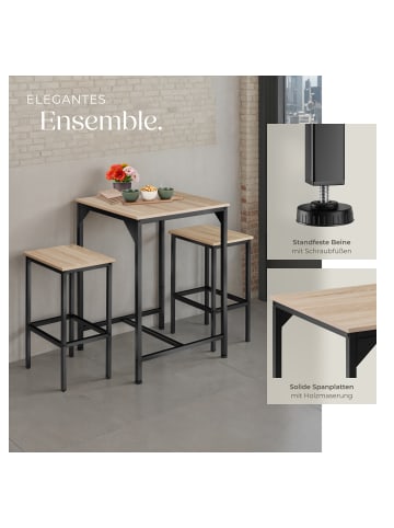 tectake Barset Inverness mit höhenverstellbaren Kunststofffüßen, Industrial Holz hell, E