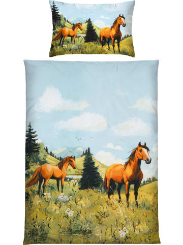 Erwin Müller Renforcé Kinder-Bettwäsche in blau-grün