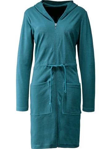 Erwin Müller Leichtfrottier Bademantel mit Kapuze Limbach in petrol