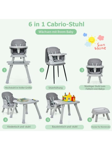 COSTWAY 6-in-1 Hochstuhl in Grau