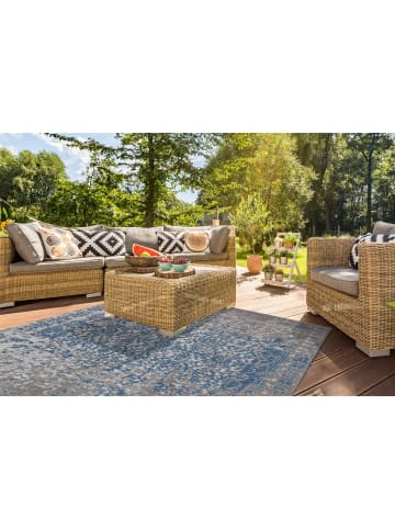 Kayoom Kurzflor Teppich Sunny 310 in beige - blau - rechteckig