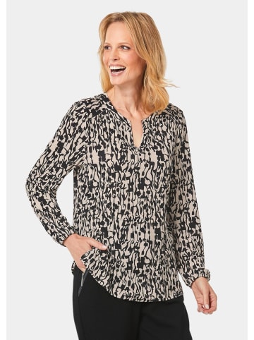 GOLDNER Kurzgröße:  Jerseybluse in sand / schwarz / gemustert