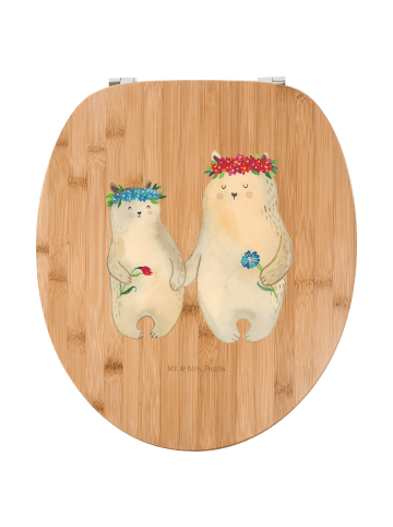 Mr. & Mrs. Panda Motiv WC Sitz Bären mit Blumenkranz ohne Spruch in Braun