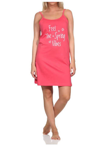 NORMANN Spaghetti Nachthemd Neglige Frontprint - 85919 in pink