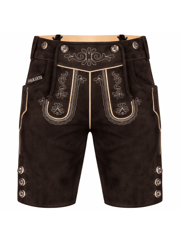 PAULGOS Lederhose Kurz Echtleder HK2 in Dunkelbraun