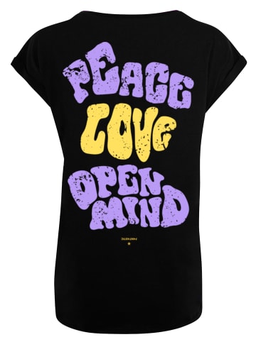F4NT4STIC Extended Shoulder T-Shirt Peace Love and Open Mind in schwarz