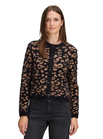 BETTY & CO Strick-Cardigan mit Jacquard in Black/Camel