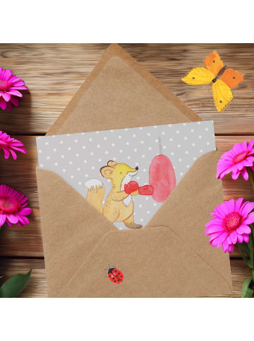 Mr. & Mrs. Panda Einladungskarte Boxen Trainerin mit Spruch in Grau Pastell