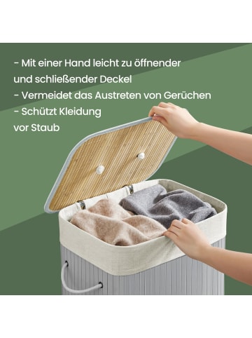 SONGMICS Wäschekorb Ronex in Grau - (B)40 x (H)60 x (T)30 cm